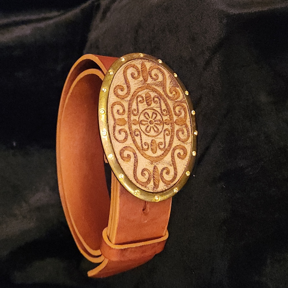 FABIO CORTI LEATHER BELT WITH HORSE HAIR BUCKLE